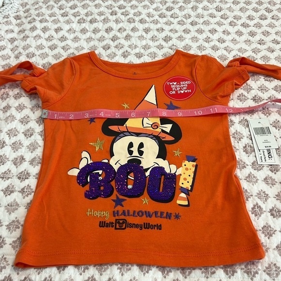 WDW Disney Parks Halloween Minnie Flip Sequin Girls Shirt NWT MNSSHP Size XXS - Picture 7 of 9